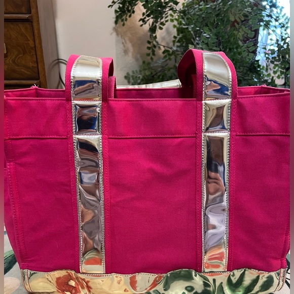 Tory Burch Ella Canvas Tote in Hot Pink - Picture 13 of 15